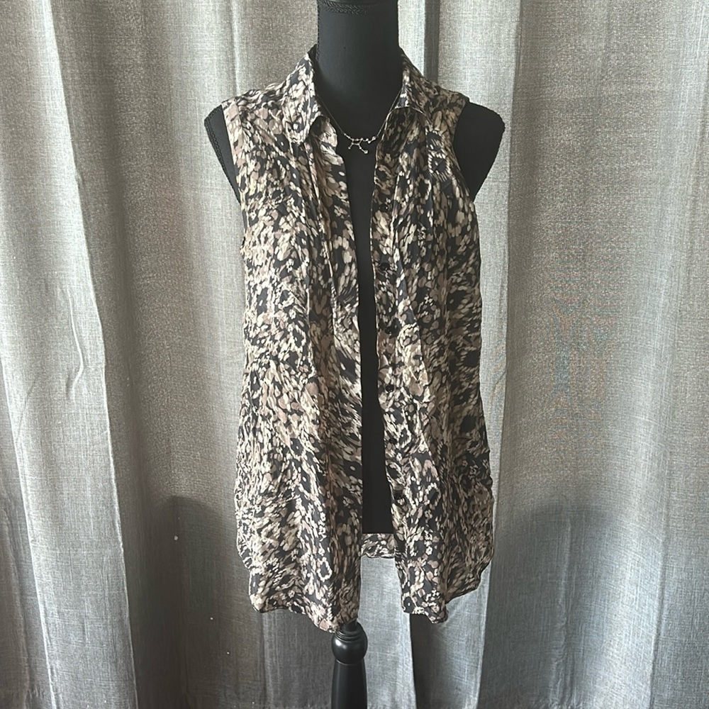 Patterned Rachel Zoe Sleeveless Button Up